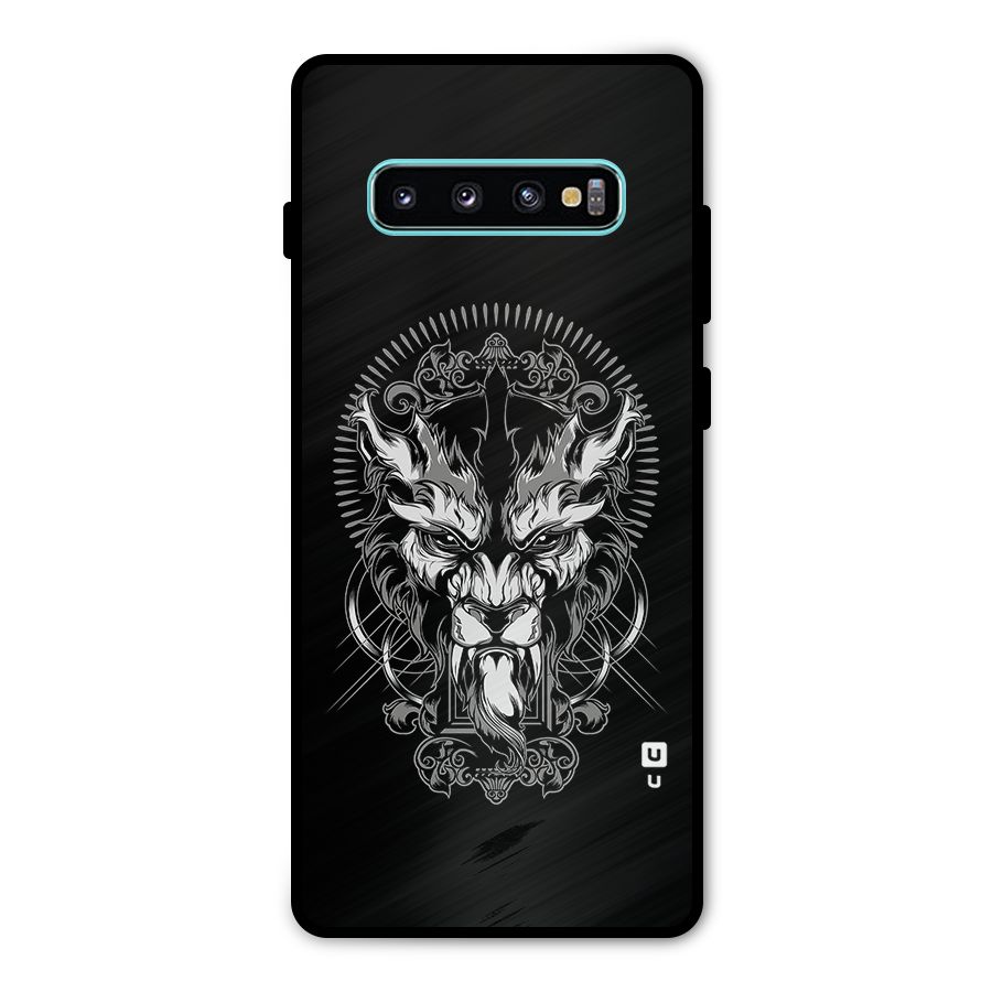 Pencil Art Lion Illustration Metal Back Case for Galaxy S10 Plus