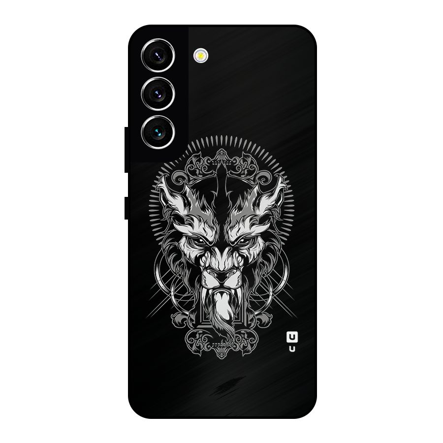 Pencil Art Lion Illustration Metal Back Case for Galaxy S22 5G