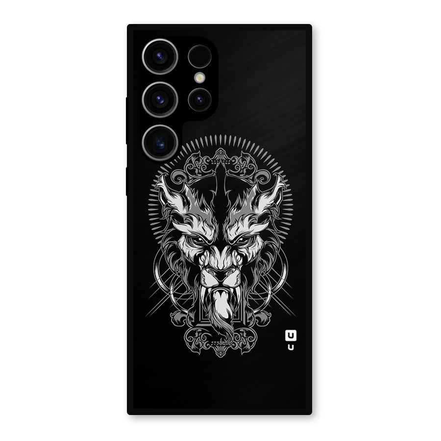 Pencil Art Lion Illustration Metal Back Case for Galaxy S23 Ultra