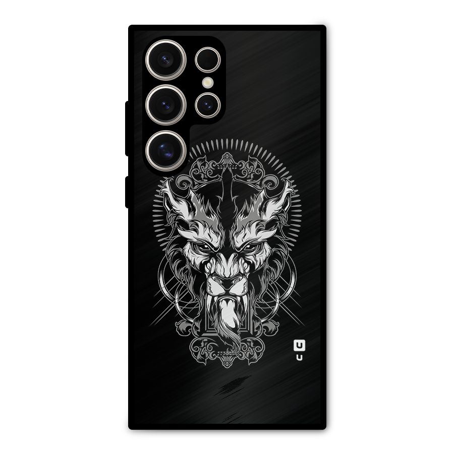 Pencil Art Lion Illustration Metal Back Case for Galaxy S24 Ultra
