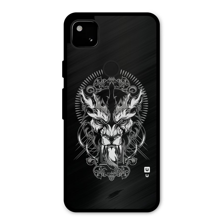 Pencil Art Lion Illustration Metal Back Case for Google Pixel 4a