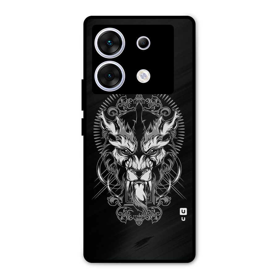 Pencil Art Lion Illustration Metal Back Case for Infinix Zero 30 5G