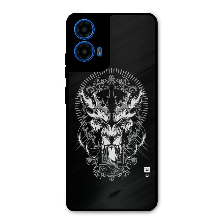 Pencil Art Lion Illustration Metal Back Case for Moto G45