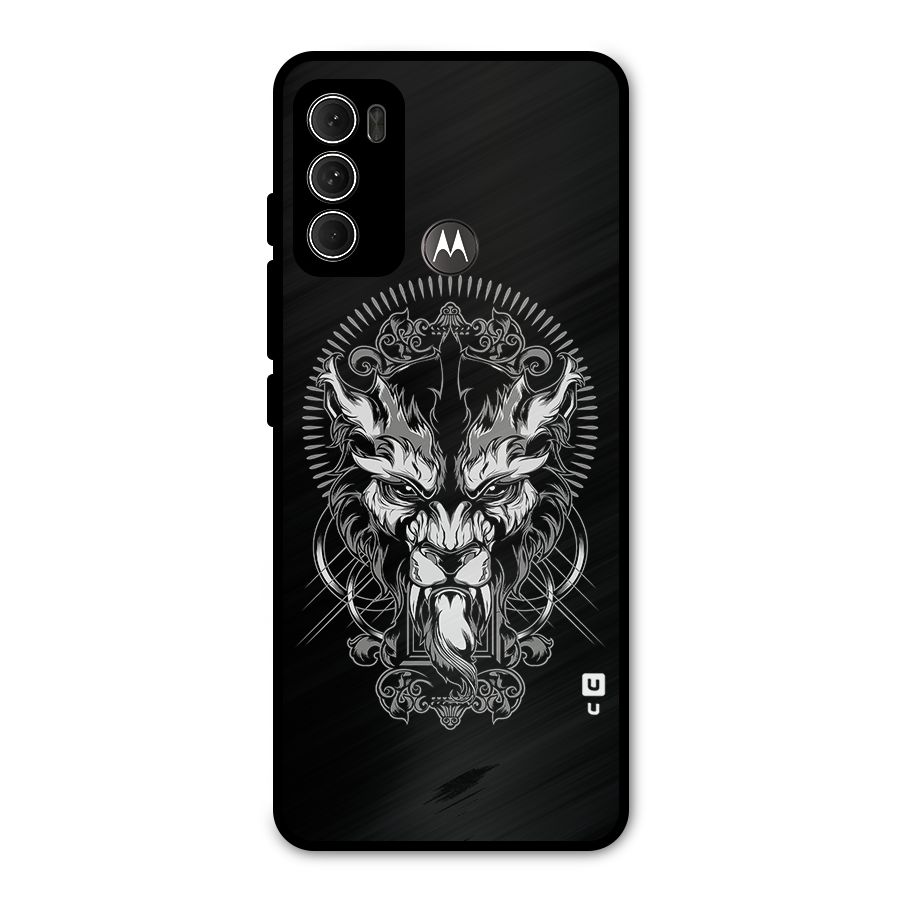 Pencil Art Lion Illustration Metal Back Case for Moto G60