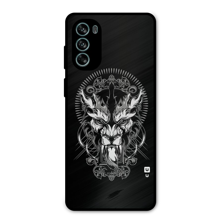 Pencil Art Lion Illustration Metal Back Case for Moto G62