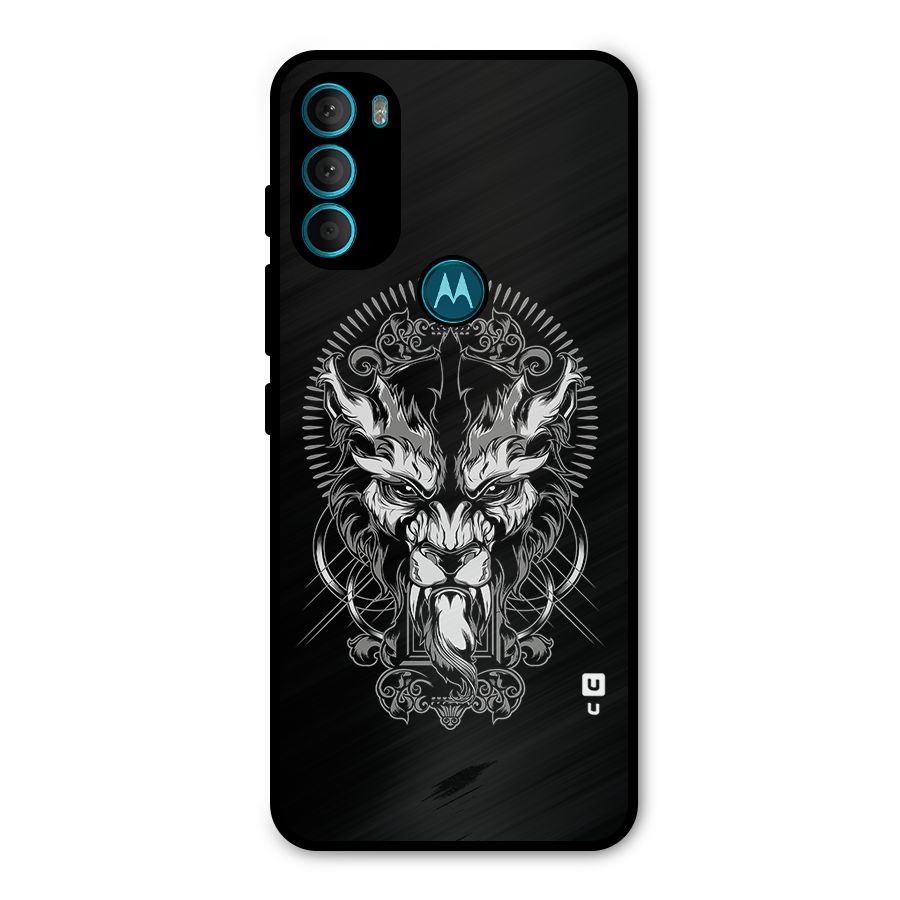 Pencil Art Lion Illustration Metal Back Case for Moto G71 5G