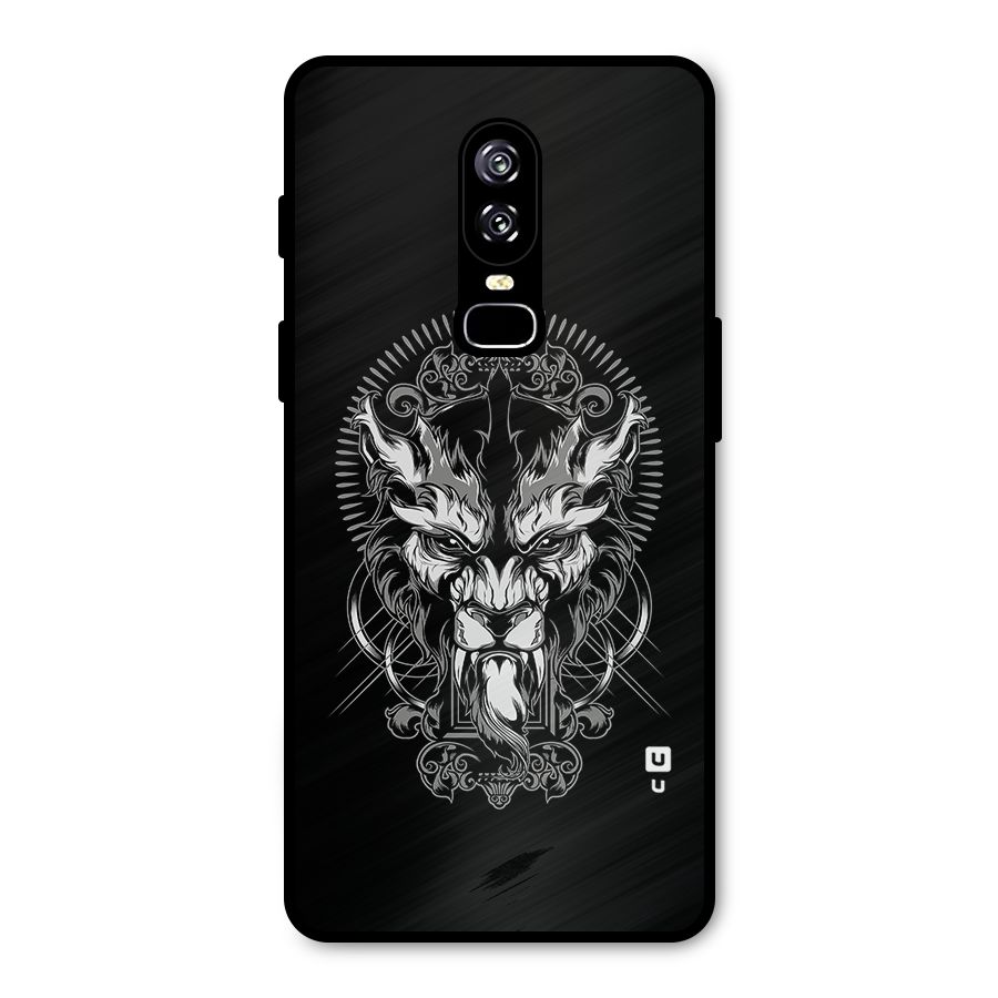 Pencil Art Lion Illustration Metal Back Case for OnePlus 6