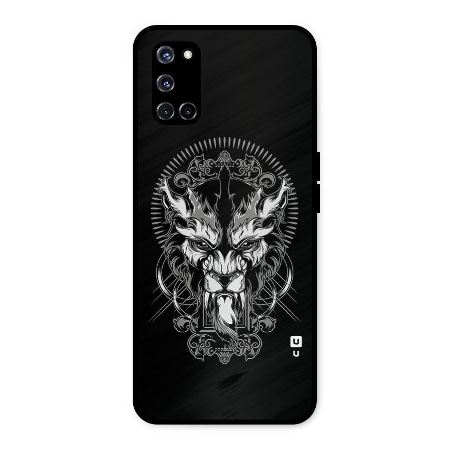 Pencil Art Lion Illustration Metal Back Case for Oppo A52