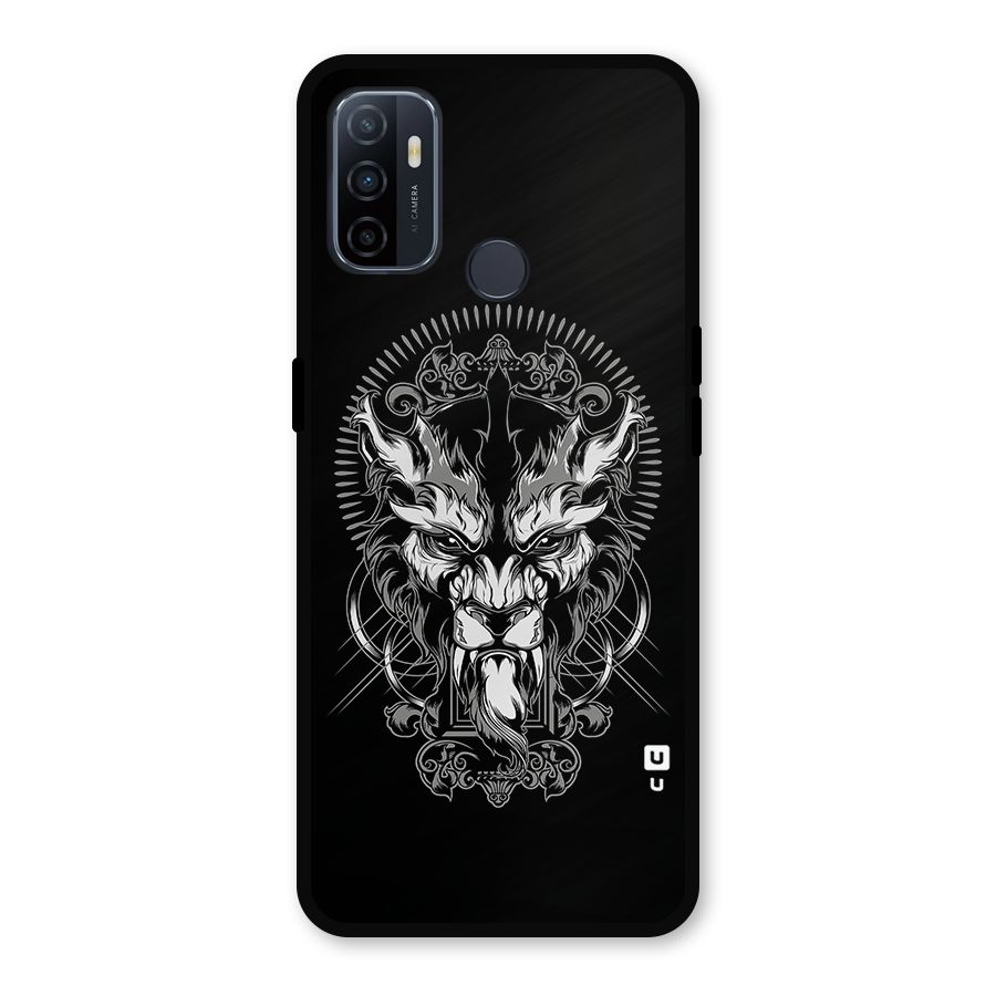 Pencil Art Lion Illustration Metal Back Case for Oppo A53