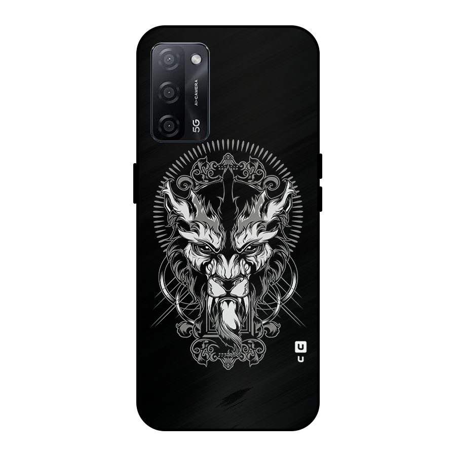 Pencil Art Lion Illustration Metal Back Case for Oppo A53s 5G