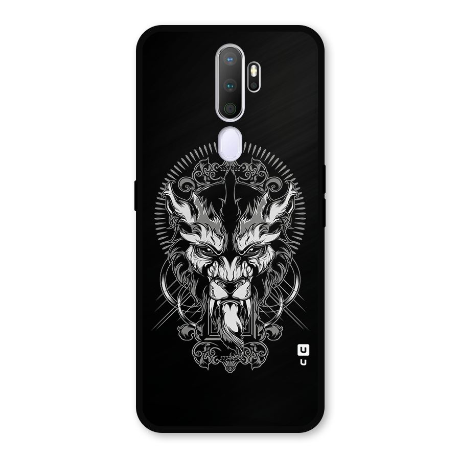 Pencil Art Lion Illustration Metal Back Case for Oppo A5 (2020)