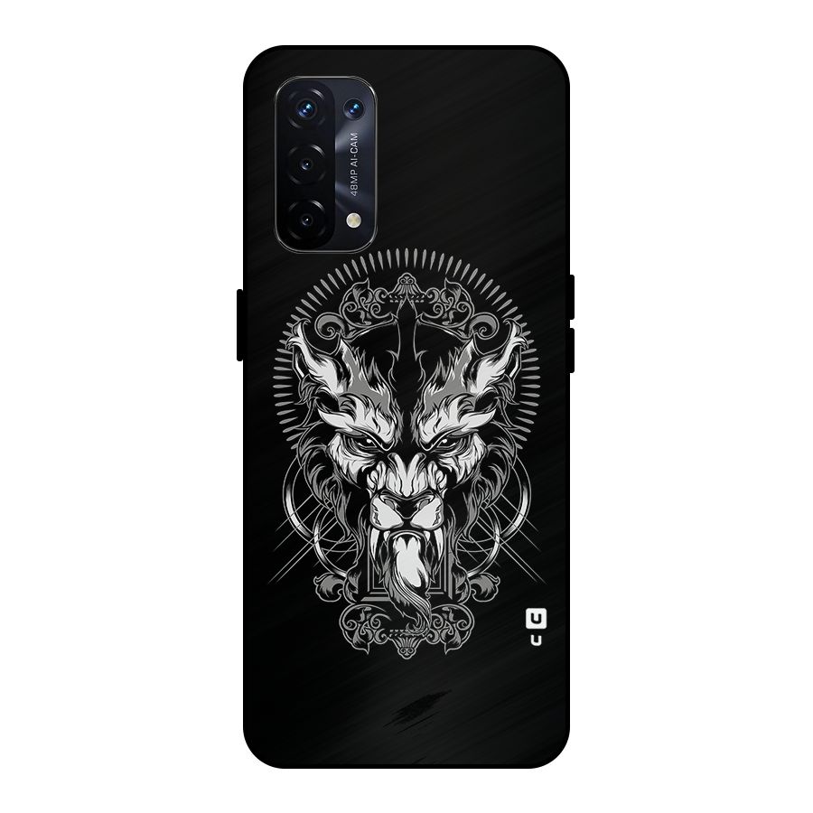 Pencil Art Lion Illustration Metal Back Case for Oppo A74 5G