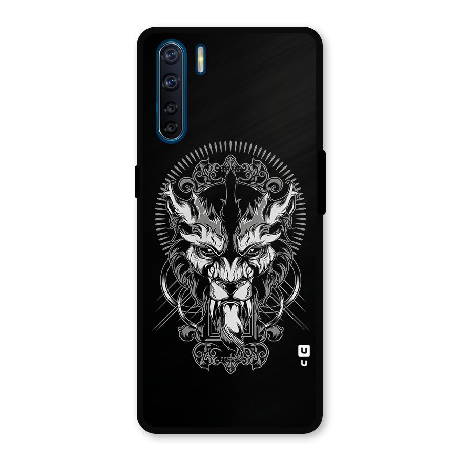 Pencil Art Lion Illustration Metal Back Case for Oppo F15