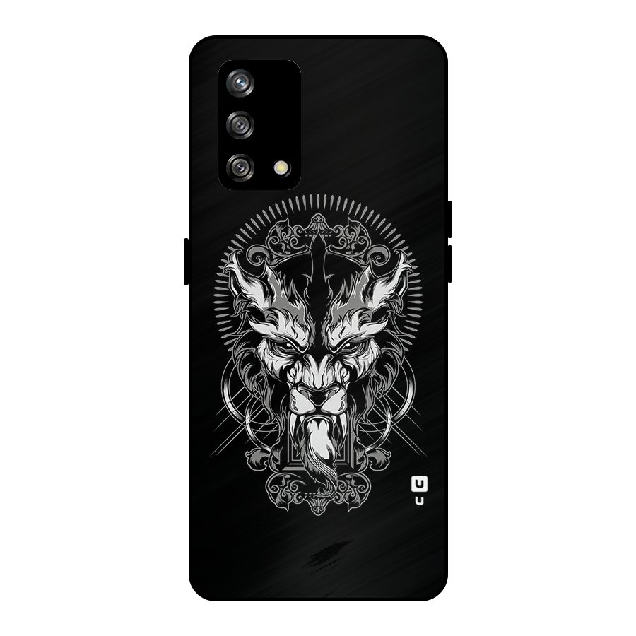 Pencil Art Lion Illustration Metal Back Case for Oppo F19