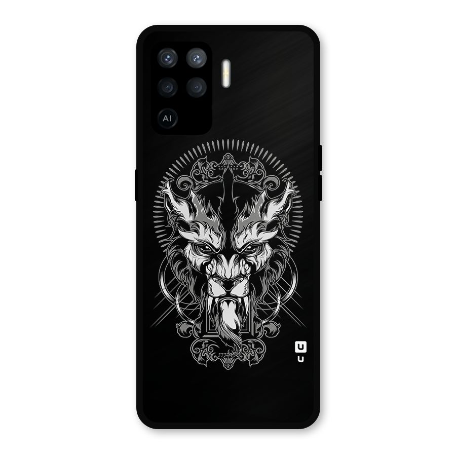 Pencil Art Lion Illustration Metal Back Case for Oppo F19 Pro