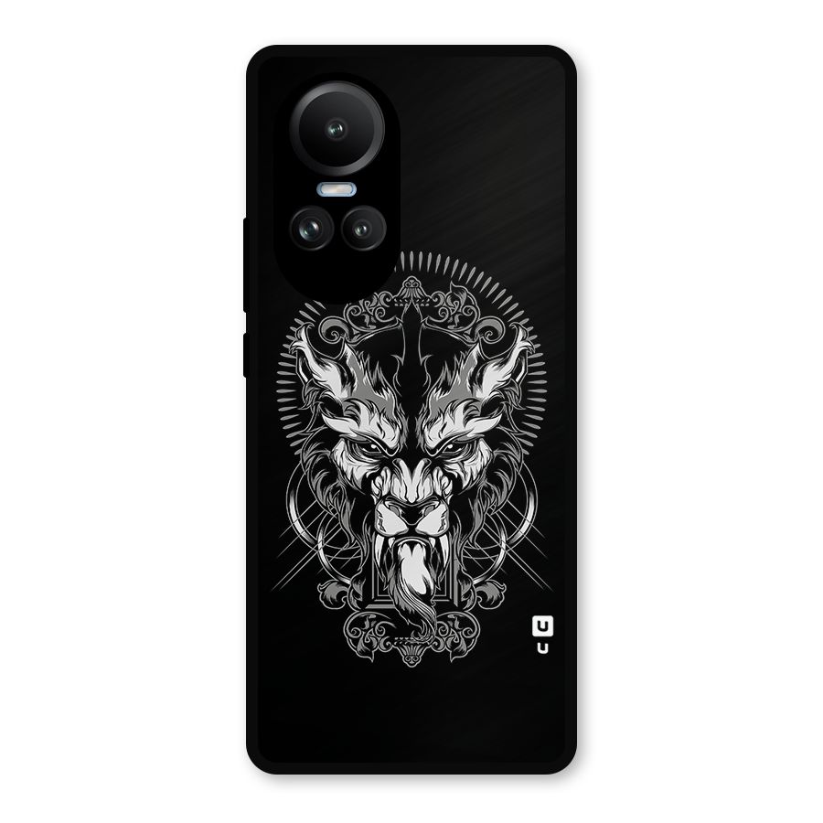 Pencil Art Lion Illustration Metal Back Case for Oppo Reno10 Pro