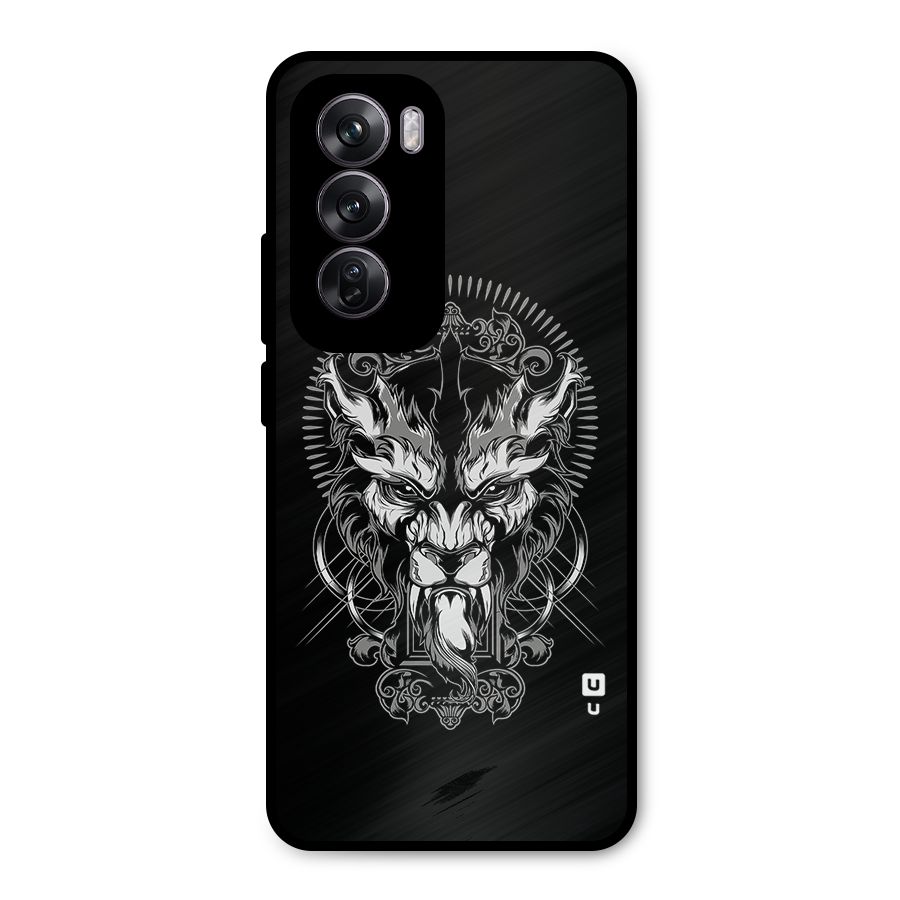 Pencil Art Lion Illustration Metal Back Case for Oppo Reno12 Pro