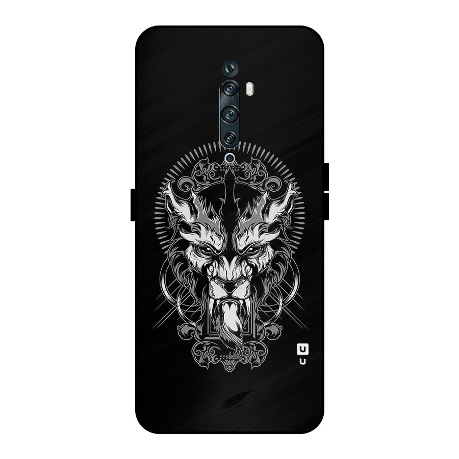 Pencil Art Lion Illustration Metal Back Case for Oppo Reno2 F