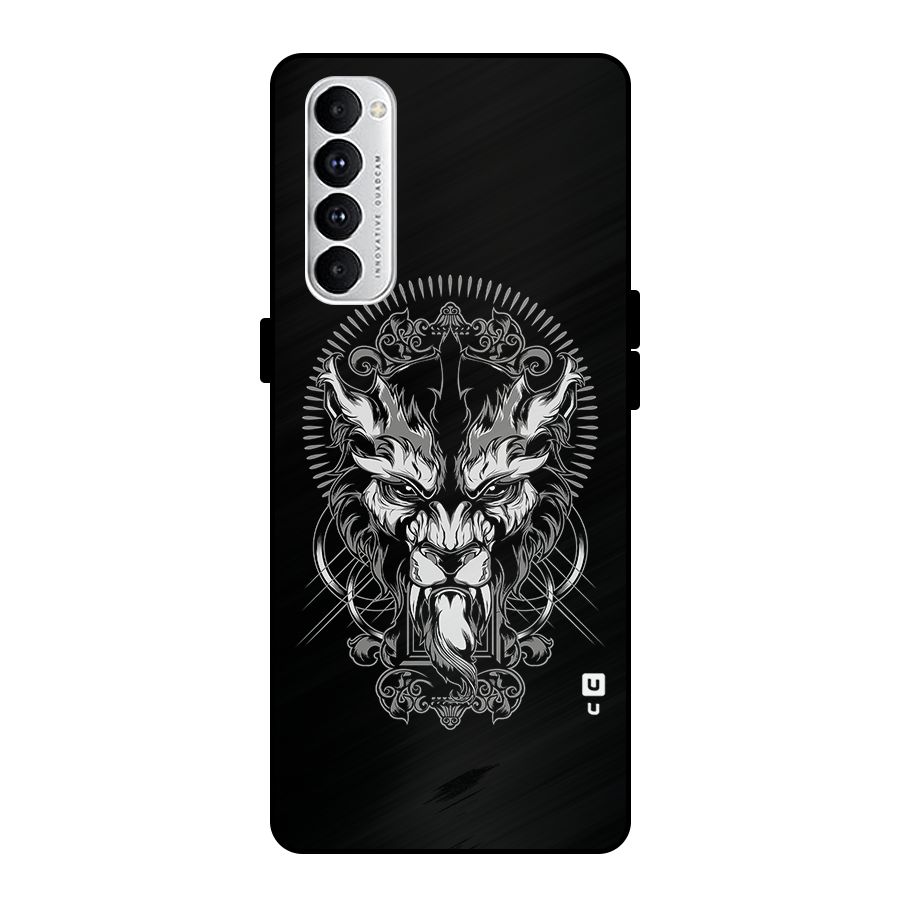 Pencil Art Lion Illustration Metal Back Case for Oppo Reno4 Pro