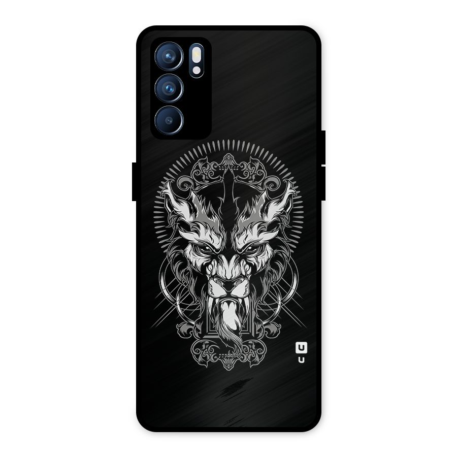 Pencil Art Lion Illustration Metal Back Case for Oppo Reno6 5G