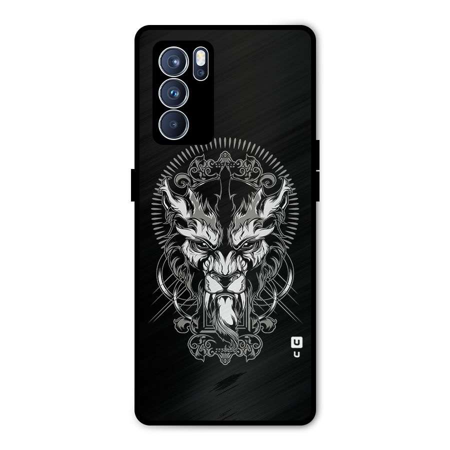 Pencil Art Lion Illustration Metal Back Case for Oppo Reno6 Pro 5G