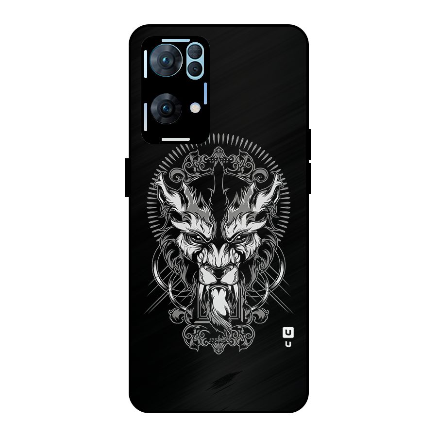 Pencil Art Lion Illustration Metal Back Case for Oppo Reno7 Pro 5G