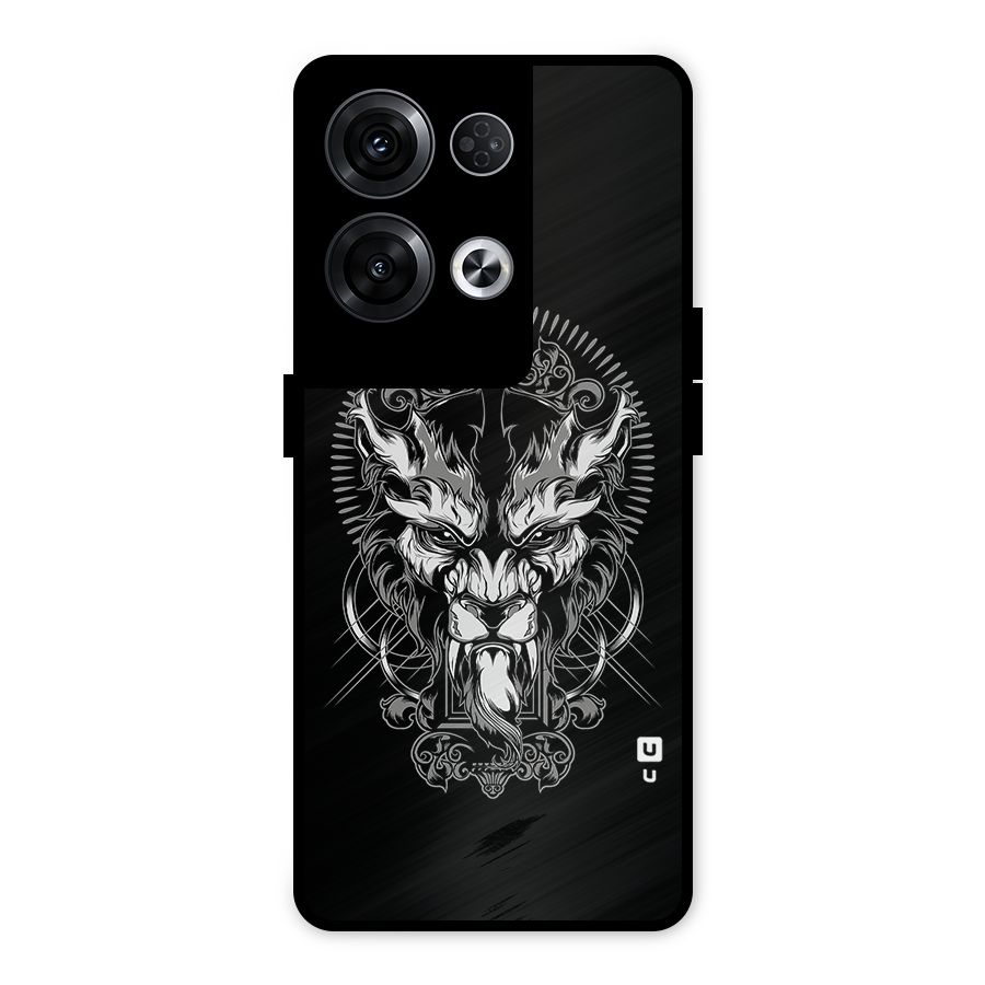 Pencil Art Lion Illustration Metal Back Case for Oppo Reno8 Pro 5G