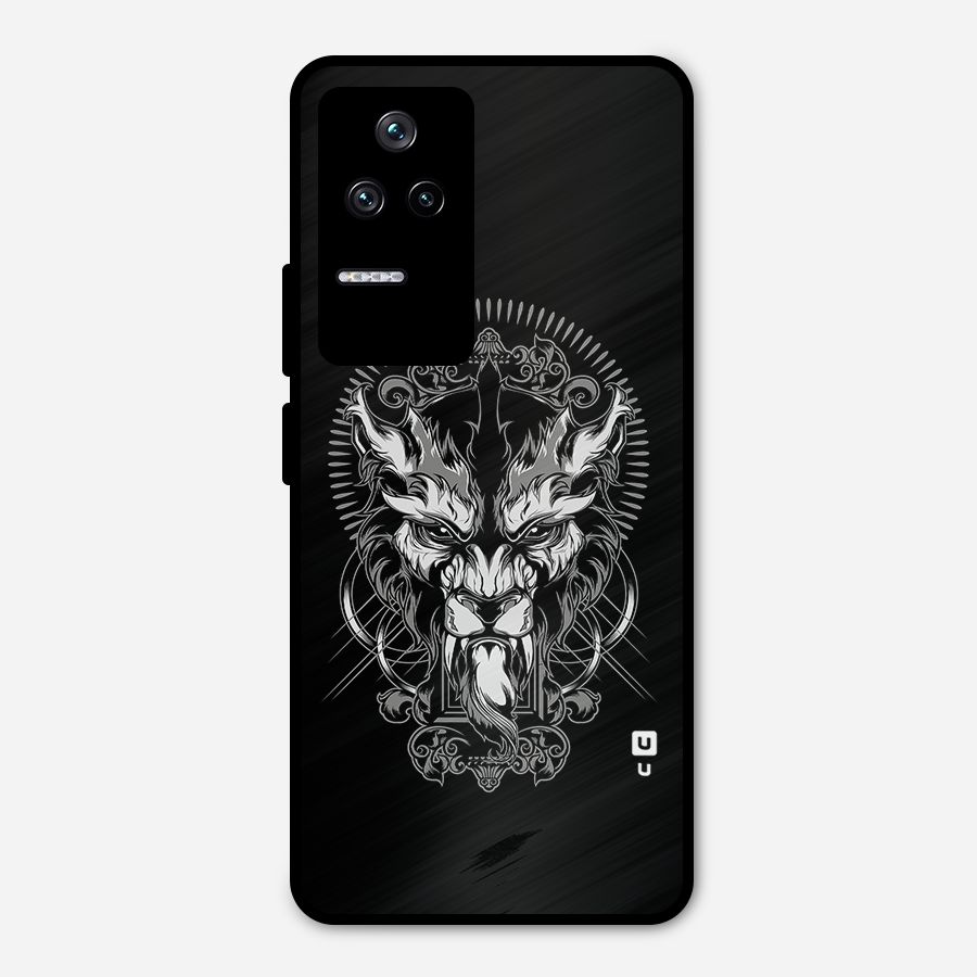 Pencil Art Lion Illustration Metal Back Case for Poco F4 5G