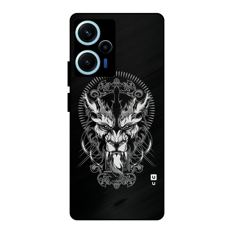 Pencil Art Lion Illustration Metal Back Case for Poco F5