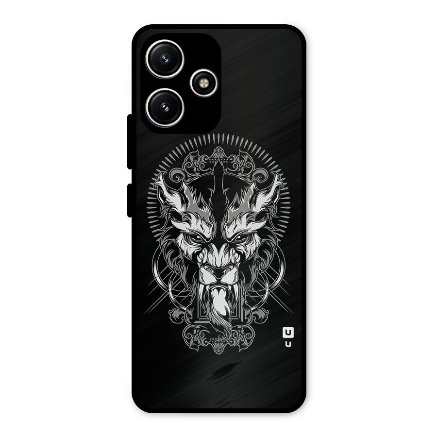 Pencil Art Lion Illustration Metal Back Case for Poco M6 Pro