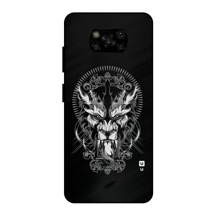 Pencil Art Lion Illustration Metal Back Case for Poco X3