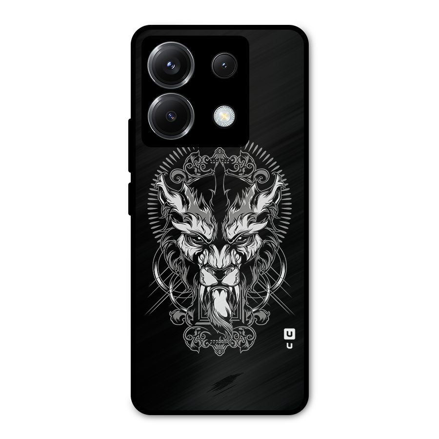 Pencil Art Lion Illustration Metal Back Case for Poco X6