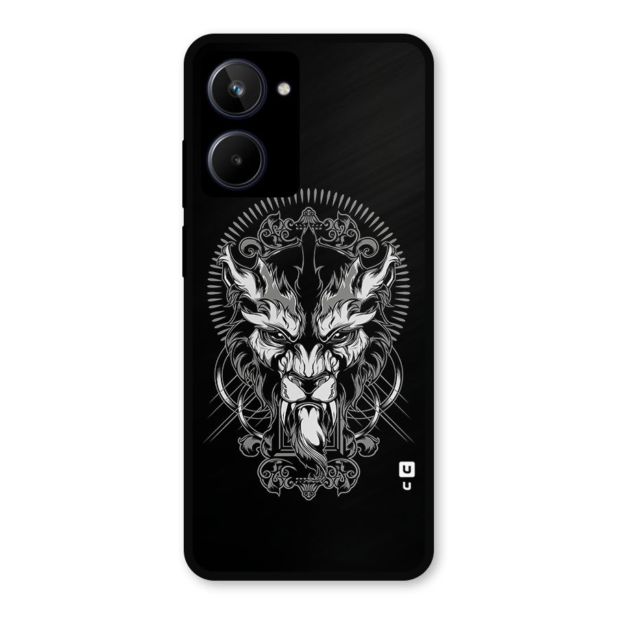 Pencil Art Lion Illustration Metal Back Case for Realme 10