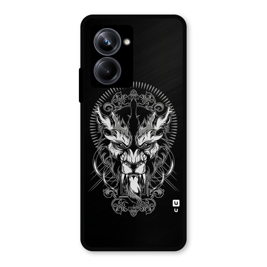 Pencil Art Lion Illustration Metal Back Case for Realme 10 Pro