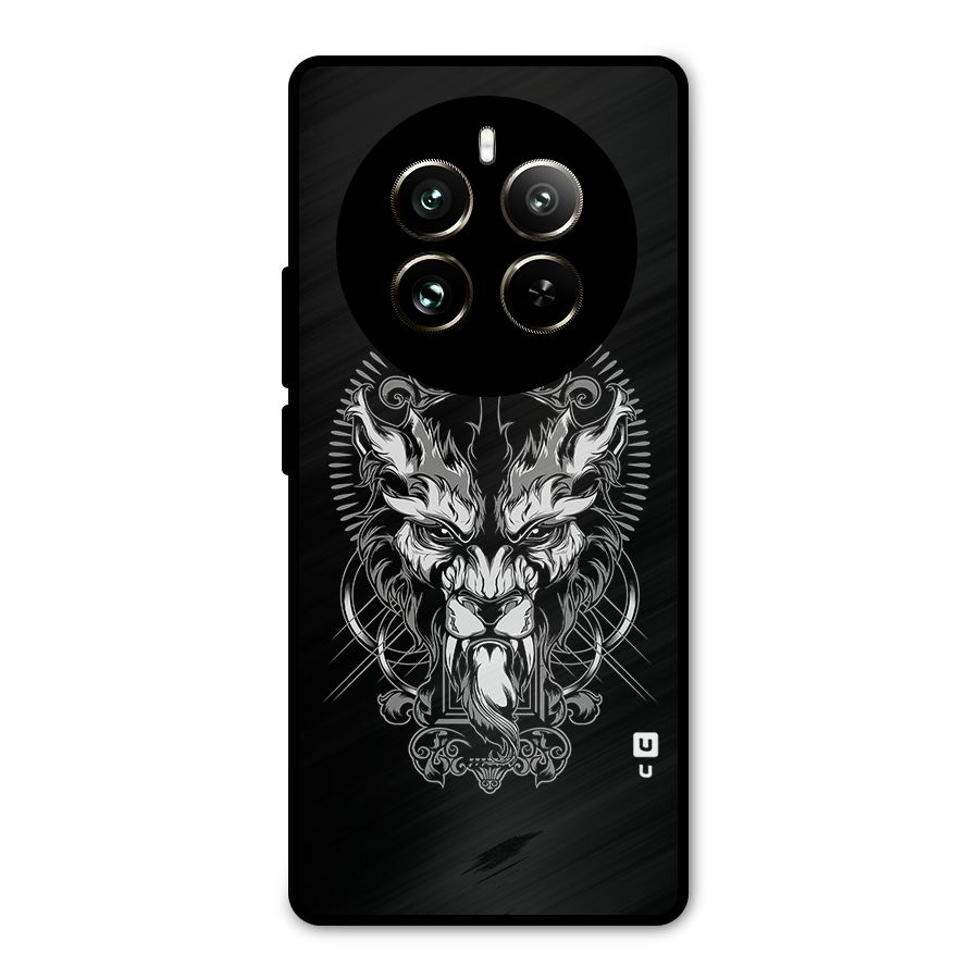 Pencil Art Lion Illustration Metal Back Case for Realme 12 Pro