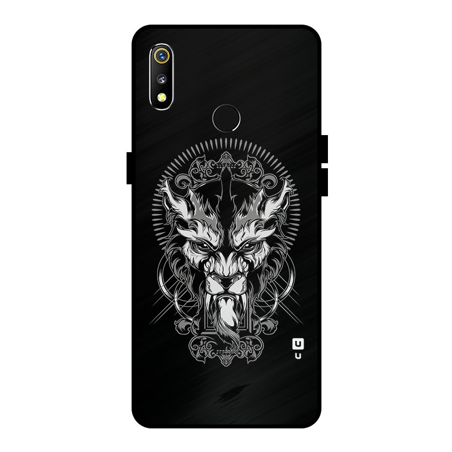Pencil Art Lion Illustration Metal Back Case for Realme 3