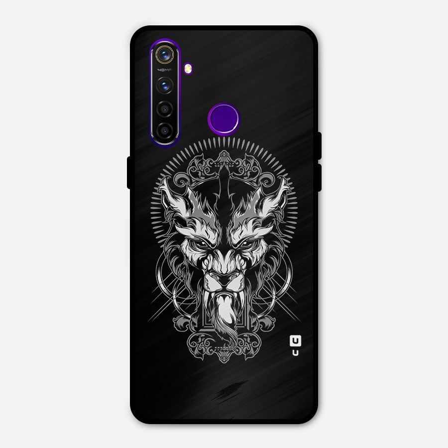 Pencil Art Lion Illustration Metal Back Case for Realme 5 Pro