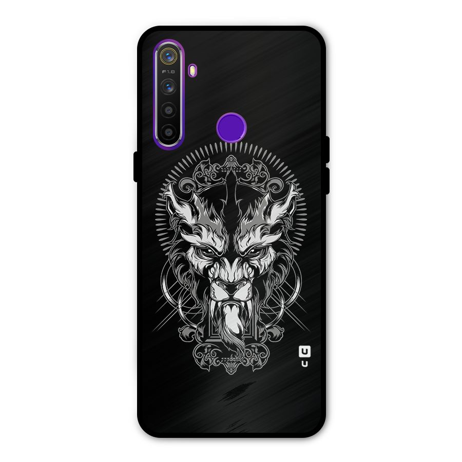 Pencil Art Lion Illustration Metal Back Case for Realme 5i