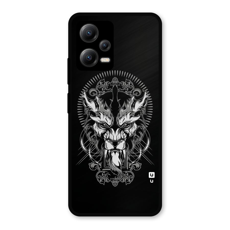Pencil Art Lion Illustration Metal Back Case for Redmi Note 12 5G