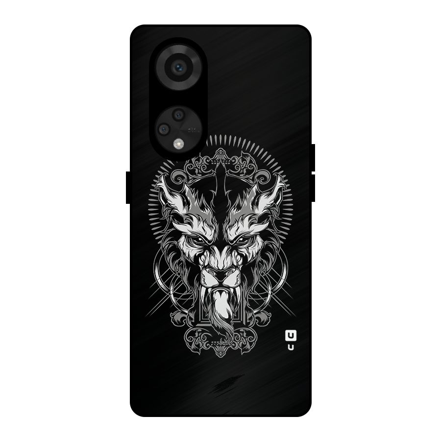 Pencil Art Lion Illustration Metal Back Case for Reno8 T 5G