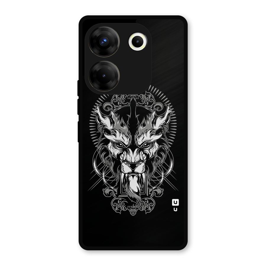 Pencil Art Lion Illustration Metal Back Case for Tecno Camon 20