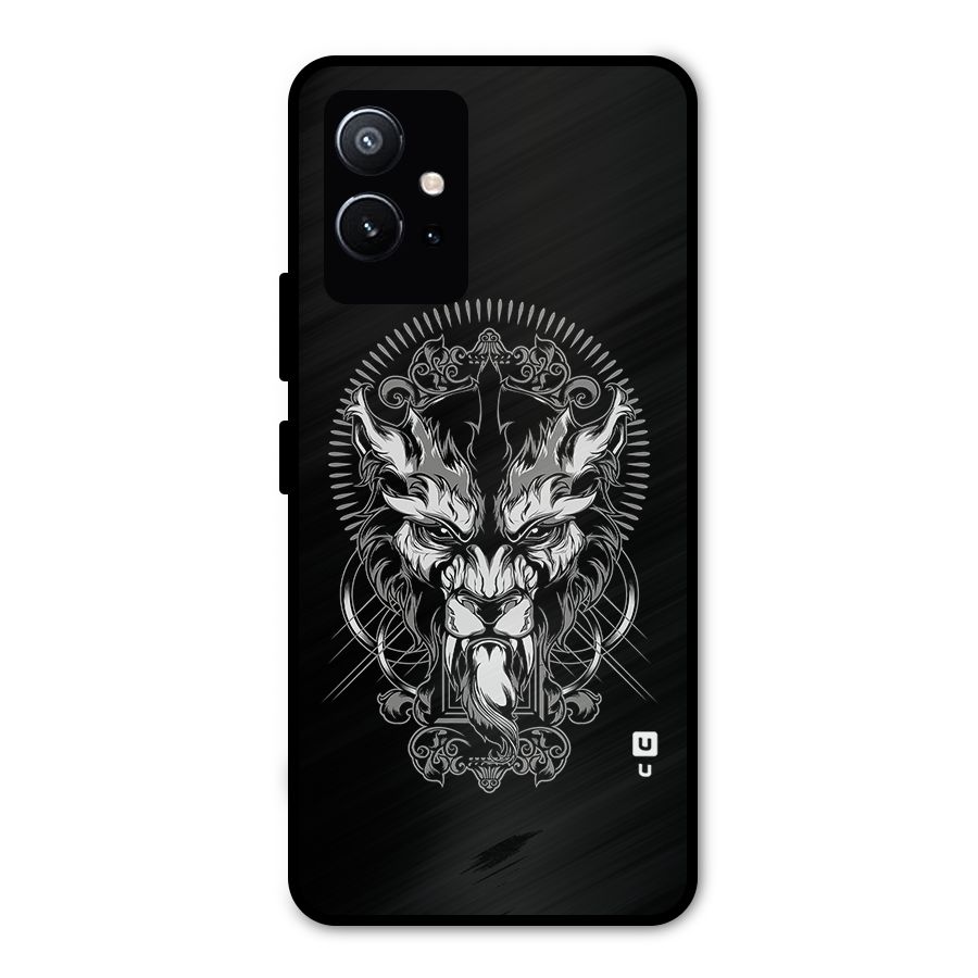 Pencil Art Lion Illustration Metal Back Case for Vivo T1 5G