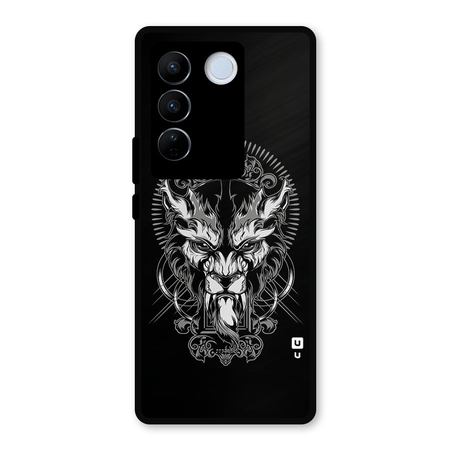 Pencil Art Lion Illustration Metal Back Case for Vivo V27