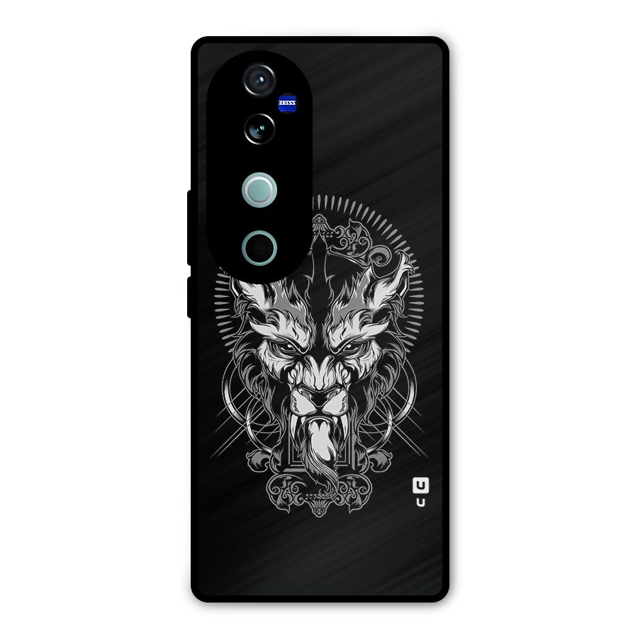 Pencil Art Lion Illustration Metal Back Case for Vivo V40