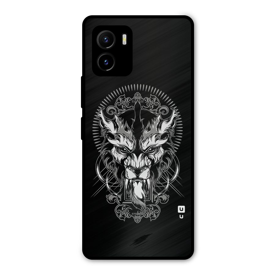 Pencil Art Lion Illustration Metal Back Case for Vivo Y15s