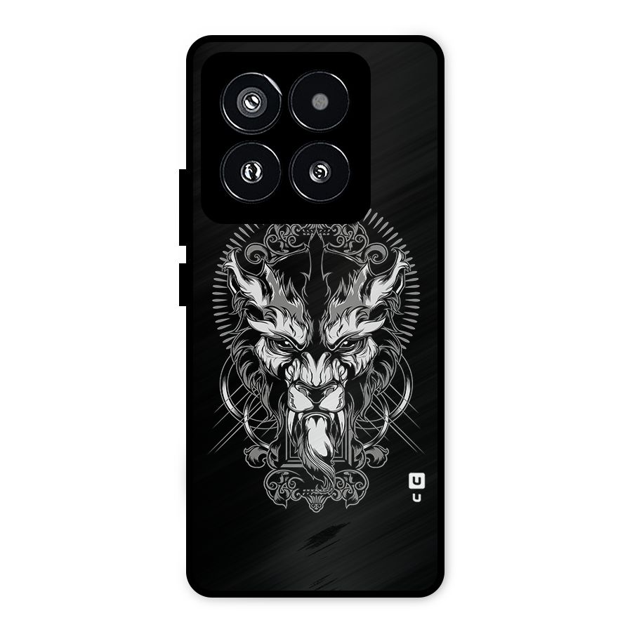 Pencil Art Lion Illustration Metal Back Case for Xiaomi 14 Pro
