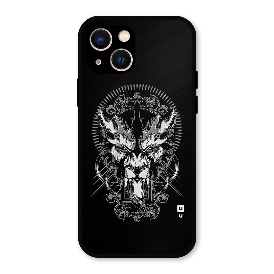Pencil Art Lion Illustration Metal Back Case for iPhone 13