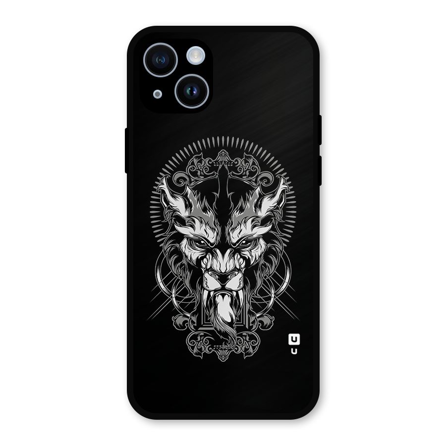 Pencil Art Lion Illustration Metal Back Case for iPhone 14