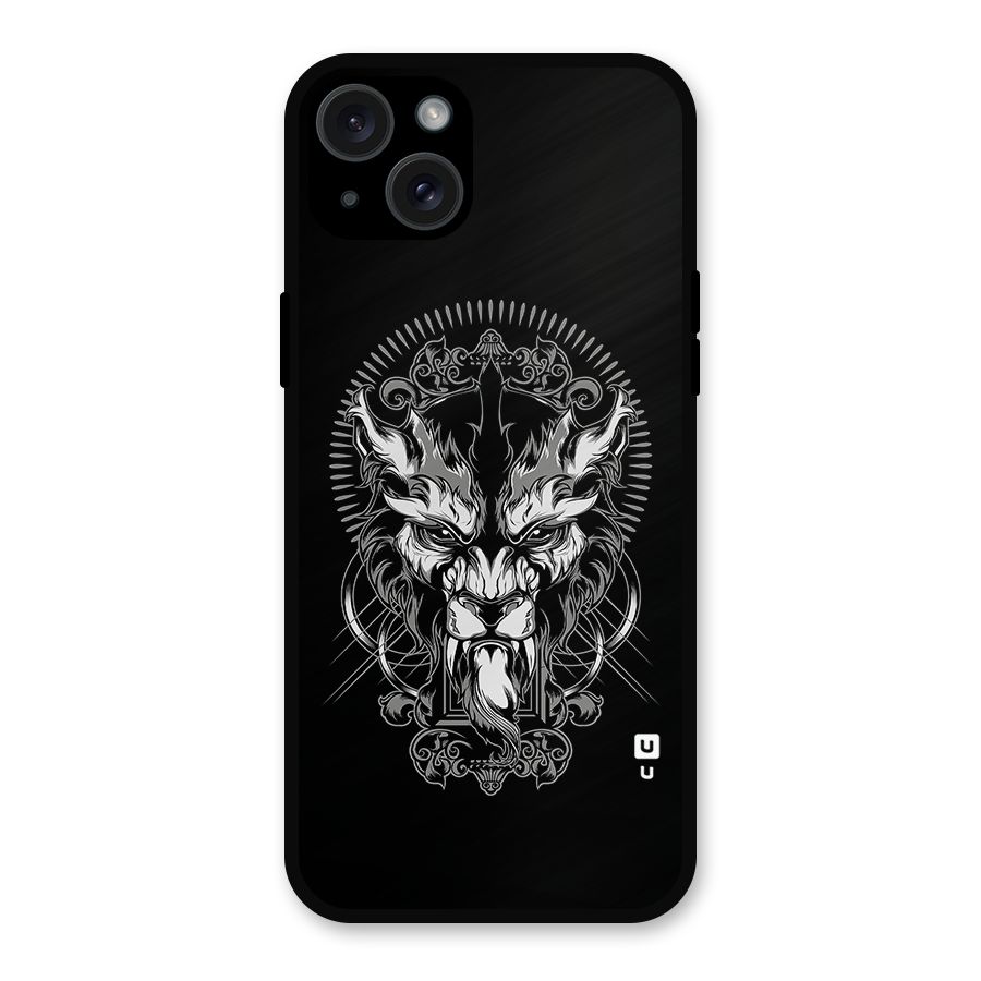 Pencil Art Lion Illustration Metal Back Case for iPhone 15 Plus