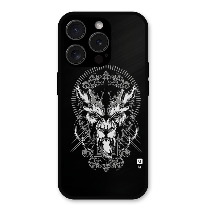 Pencil Art Lion Illustration Metal Back Case for iPhone 15 Pro
